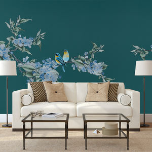 <span class=keywords><strong>Papier</strong></span> <span class=keywords><strong>peint</strong></span> mural 3D en soie chinoise pour chambre à coucher, salon, décoration intérieure, facile à poser, antistatique, résistant à l'humidité, motif floral orange et <span class=keywords><strong>oiseaux</strong></span> - Product Image 3