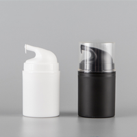 Flacons pompe sans air vides pour sérum, lotion, crème de soin de la peau, forme ovale, corps blanc, bouchon transparent, 50 ml, 100 ml, logo personnalisé