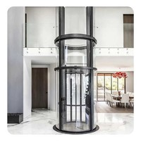 Ascenseur de villa, ascenseur domestique circulaire pour passagers avec hauteur de trajet personnalisée et plafond LED en acrylique