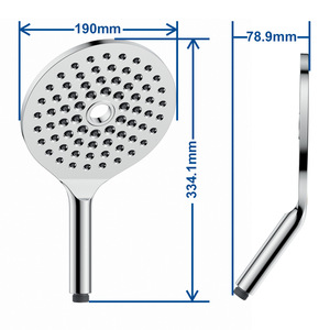 Handheld Shower Head 190mm Round Rain Spray Corrosion Prevention Portable Bath <b>Hardware</b> - Product Image 1