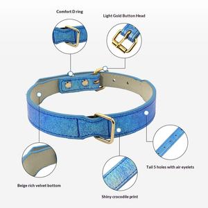 Collar Ajustable para Mascotas, Grande y Mediano, Acolchado y Suave, con Grabado de Cocodrilo, de PU, para Perros y Gatos, Diseño Sólido con Remaches, Venta al por Mayor - Product Image 3