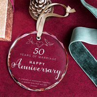 Pendentif de mariage décoration 80mm verre clair rond arbre de noël suspendus ornements personnalisés