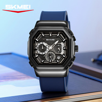 Montres à quartz pour hommes de luxe avec logo personnalisé OEM, boîtier octogonal, design unique, grand cadran, montre en cuir véritable Skmei 2518 en gros