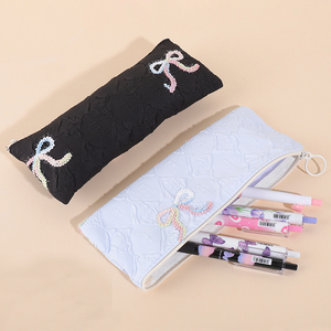 Özel Logo Macaron renkli kalem kılıfı yay desen tasarım ofis masaüstü kırtasiye depolama kalem kutusu okul için - Product Image 5