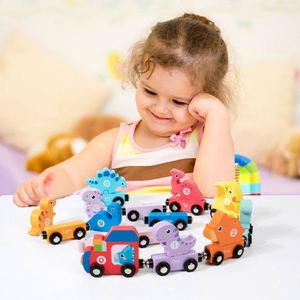 Toddlers Number <b>Train</b> Educational Montessori Dino Shape Blocks <b>Wooden</b> New Dinosaur Magnetic <b>Train</b> <b>Set</b> - Product Image 1