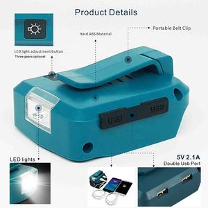 Adaptador convertidor de baterías de iones de litio para herramientas Makita, Dewalt, puertos de batería de 14-20V, Usb Dual, luz Led, carga <span class=keywords><strong>Adp05</strong></span>, 14,4 v, 18v - Product Image 5