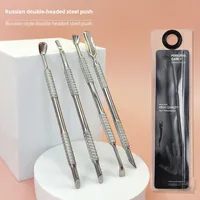 Outil professionnel de manucure double tête style russe : Repousse-cuticules et coupe-cuticules en acier inoxydable design fer à cheval