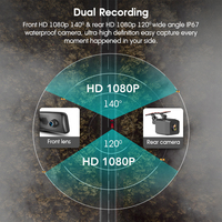 Car DVR Dash Cam Dual Channels 9,66 Inch 1080P Car Camera Recorder con soporte OEM