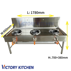 Estufa Comercial VCT de 3 Quemadores Kwali, de Acero Inoxidable, Compatible con Gas LP, Calentamiento Rápido, para Uso en Hoteles - Product Image 2