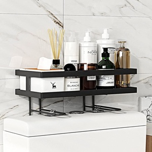 Bathroom Storage Space Saver Single Tier Shelf Organizer Over Toilet Shelf With Hanging Hook