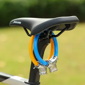 带2把钥匙的小型便携式环形自行车电缆锁防盗安全锌合金自行车锁