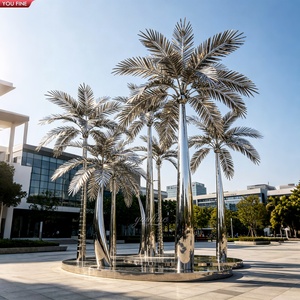 YOUFINE Escultura de Árbol Grande de Acero Inoxidable con Superficie Pintada a Espejo, Estatua Metálica de Árbol con Toldo de Nubes para Decoración de Paisajes de Plazas - Product Image 2
