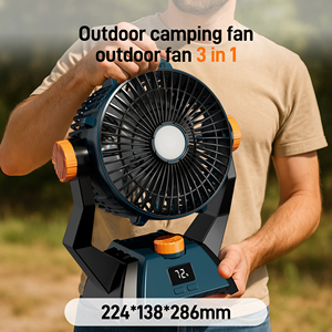 Ventilateur solaire rechargeable portable pour le camping en plein air, éclairage LED, contrôle numérique à 5 vitesses, batterie 10000 mAh, utilisation d'urgence, voiture/camping-car solaire - Product Image 5