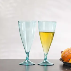 Haute qualité 150ml Transparent réutilisable en plastique coloré de qualité alimentaire Vintage Champagne gobelet en plastique