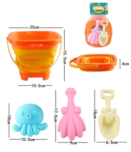 Estate spiaggia a buon mercato giocattolo mare sabbia giocattoli 4 pz in gomma morbida acqua gioco pieghevole secchio da bagno giocattoli per bambini - Product Image 4