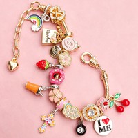 Groothandel DIY Geknoopte Schattige Kersen Aardbei Zwarte 8 Armband Wolk Taart Donut Hart Mode Sieraden