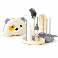 Ensemble de brosses pour biberons Doublecare 8-en-1 en silicone de qualité alimentaire avec support de séchage portable pour les voyages