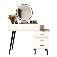 Table de toilette moderne et compacte avec miroir de maquillage à LED, style organique, pour la chambre à coucher