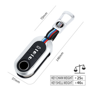 Étui de protection pour clé de voiture en alliage de zinc et gel de silice pour <span class=keywords><strong>Fiat</strong></span> 500 <span class=keywords><strong>Panda</strong></span> Ducato 500L Punto Lancia Musa Bravo, porte-clés pliable - Product Image 4