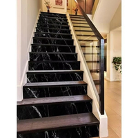 Pièces d'escalier en marbre noir naturel Nergo Marquine pour escaliers courbes de villa