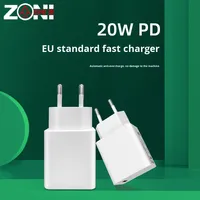Chargeur Type-C 20W avec prise EU, adaptateur secteur multi-ports en ABS avec protection contre les surcharges, entrée universelle 100-240V