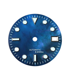 Horlogemaker produceert wijzerplaat van natuurlijk blauw parelmoer met aangepaste logo's in bulk. - Product Image 2