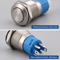 Interrupteur à bouton-poussoir en acier inoxydable de 12 mm, IP65, SPDT, à réinitialisation automatique, montage sur panneau, momentané, contrôle industriel, OEM personnalisé, 3A AC 250V