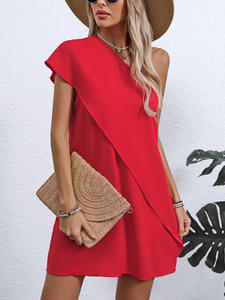 European and American temperament sexy fake two-piece diagonal dress summer vacation style sleeveless A-line <b>skirt</b> - Product Image 6