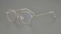Gafas Ópticas Unisex de Moda en Oferta, Monturas para Diversas Formas de Rostro, Elegantes Monturas de Titanio Dorado de Media Montura Plegables con Lentes AC