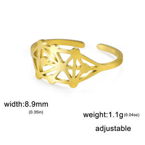 Myshape Kabbale Arbre de Vie Bague Femme Réglable Sephiroth Symbole Salomon Protection Amulette Acier Inoxydable Bijoux Juifs - Product Image 3