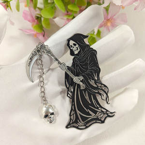 Faucheuse Halloween noir métal signet chaîne conception personnalisé en acier inoxydable Page marqueur horreur lecture cadeau fête faveur en vrac - Product Image 1