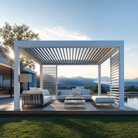 Pergola de luxe en aluminium noir 10x12 12x20, auvent moderne à lames orientables pour mobilier de patio et décoration extérieure