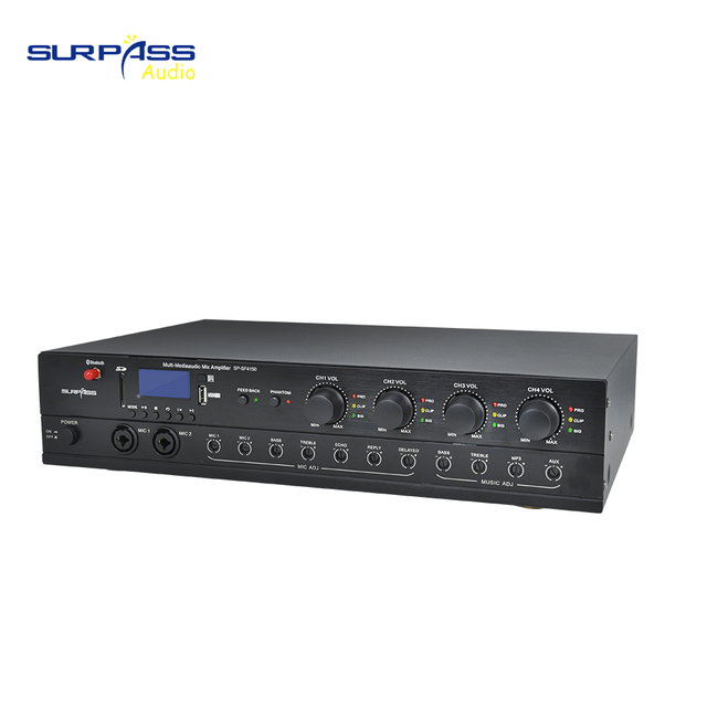 Surpass 150W 4 Channel Professional Pa System Blue-tooth Active Digital Stereo Mixer Amplifier With USB/SD/MP3/MIC