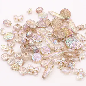 Penjualan pabrik kualitas tinggi lapisan UV warna-warni Barok Retro emas manik-manik akrilik untuk diy pembuatan perhiasan