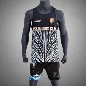 Kaus Jersey setengah sublimasi Dry-Fit olahraga desain baru rompi Rugby HD tanpa lengan bergaris kustom tenun ukuran besar - Product Image 1