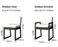Ensemble de table et chaises de salle à manger d'extérieur en aluminium moderne, meubles de jardin, patio, restaurant, hôtel, villa