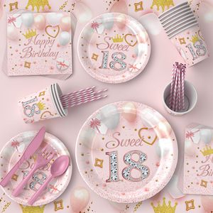 Vaisselle <span class=keywords><strong>jetable</strong></span> pour <span class=keywords><strong>anniversaire</strong></span> <span class=keywords><strong>de</strong></span> fille, ensemble <span class=keywords><strong>de</strong></span> nappes en papier pour fête d'<span class=keywords><strong>anniversaire</strong></span>, fournitures <span class=keywords><strong>de</strong></span> décoration, nouveauté - Product Image 4