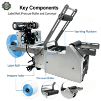 Étiqueteuse de bouteilles rondes portable de bureau semi-automatique MT-50, équipement d'étiquetage précis de 0,5 mm pour l'industrie alimentaire et des boissons