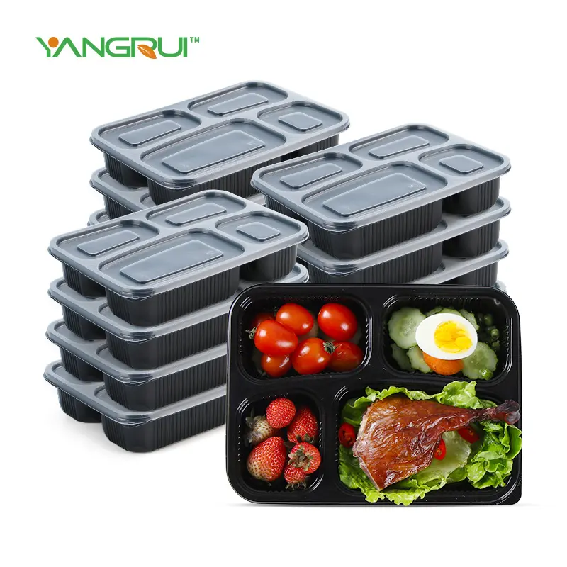 Microwave Takeaway Plastic To Go Food Containers With Lids 1 2 3 4 Compartment Disposable Meal Prep Togo Lunch Box