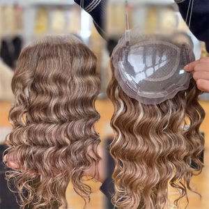 2025 Shy Best Quality 100% Cabello humano Topper 14 pulgadas Mix Color 8x8 Full Lace Topper para mujeres Cabello humano - Product Image 1