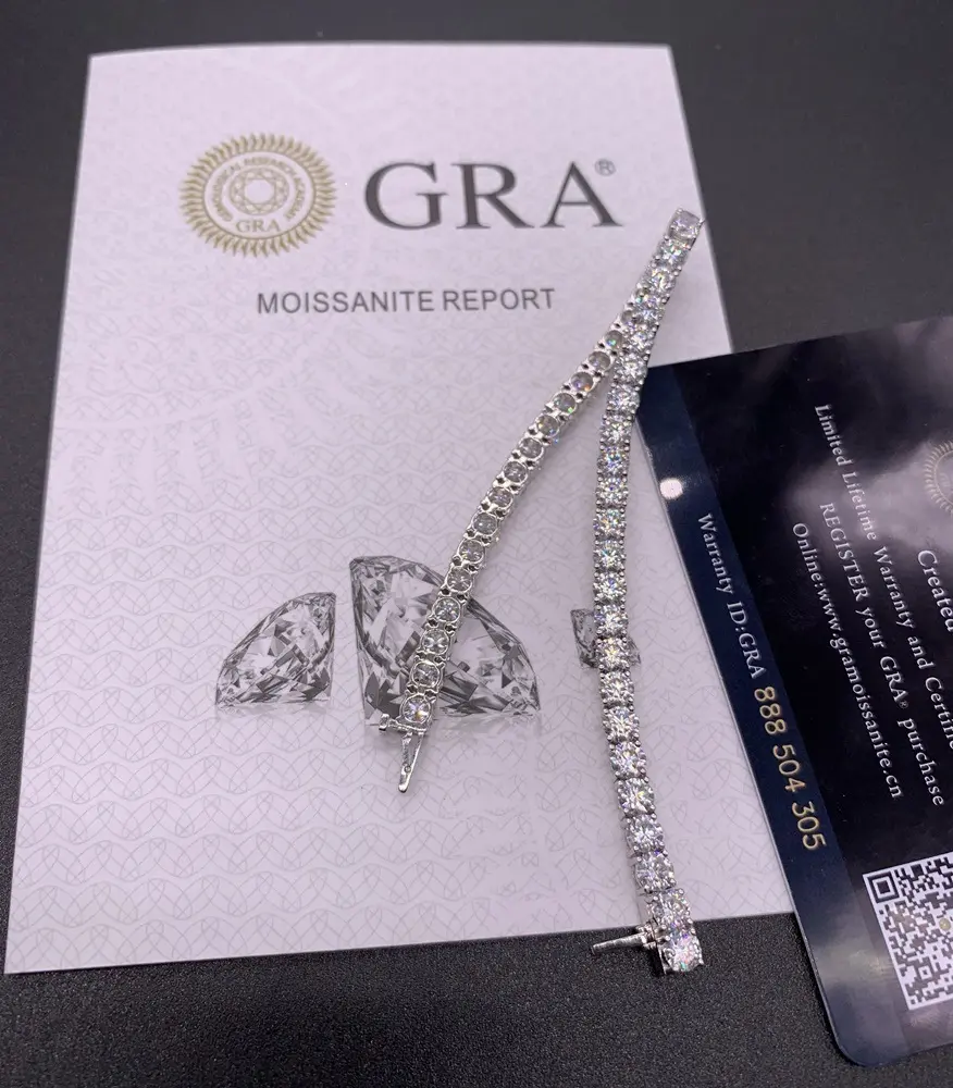 Gelang Trendi Baru 4.0Mm Rantai Perhiasan Berlian Moissanite 925 Perak 10K 14K Putih D VVS Gelang Tenis Moissanite untuk Anak Perempuan