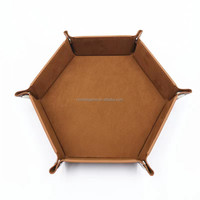 Tablero de Dados Plegable en Forma de Hexágono, de Terciopelo y Cuero, Portátil, para Juegos de Mesa RPG, DND, TRPG