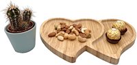 Plateau de service élégant et moderne en bambou en forme de cœur, plateau à collation en bois à un seul niveau pour les fêtes, les cadeaux de mariage, la décoration de la maison