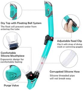 Dongguan Factory Multi-color Selection Adults <strong>Silicone</strong> Full Dry Top <strong>Underwater</strong> Snorkeling Diving Snorkel Tube - Product Image 6