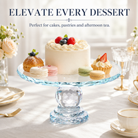 Support à gâteau en cristal K9, socle transparent à facettes de 10,7 pouces pour la présentation de desserts lors de mariages, anniversaires et goûters