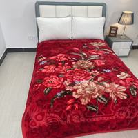 Fabrik-Decken Großhandelspreis Maßgeschneidertes Design Muster Scharlachrote Pfingstrose Warme Dicke Raschel-Winterdecke für Schlafzimmer