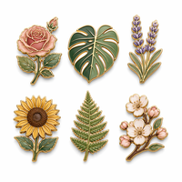 Aimant de réfrigérateur personnalisé en émail, forme fleur/plante, émail dur, métal plaqué or, souvenir