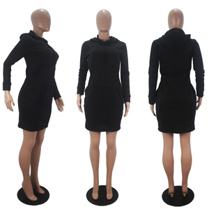 D9326 Offre Spéciale femmes européennes et américaines en mousseline de soie paillettes taille naturelle fête mode couleur unie <span class=keywords><strong>robe</strong></span> <span class=keywords><strong>pull</strong></span> à capuche - Product Image 3