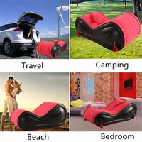 Canapé gonflable rouge pour adultes, capacité de charge de 440 lb, coussin d'air en PVC EP, lit-chaise pour couples, hommes et femmes