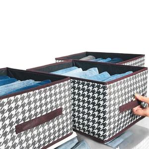 Houndstooth Fabric <b>Storage</b> <b>Box</b> 40x28x20cm Foldable Clothing Organizer <b>Drawer</b> Type Home Use - Product Image 5